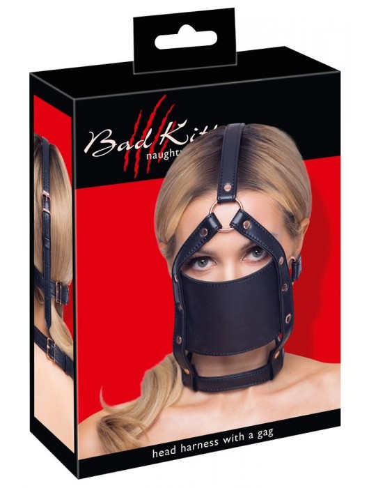 Черный намордник с кляпом-шаром Head Harness With A Gag - Orion - купить с доставкой в Сызрани