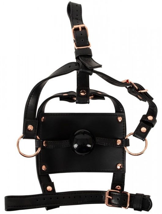 Черный намордник с кляпом-шаром Head Harness With A Gag - Orion - купить с доставкой в Сызрани