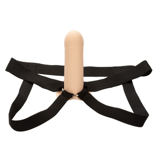 Телесный фаллопротез из силикона Extension with Harness - 15,75 см. - California Exotic Novelties - купить с доставкой в Сызрани