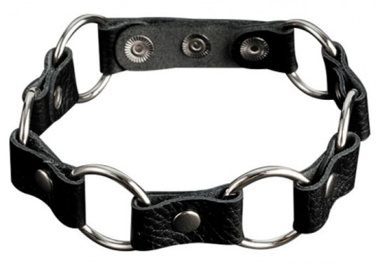 Кожаный черный ошейник с кольцами - Sitabella - купить с доставкой в Сызрани