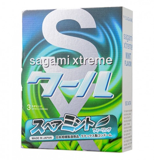 Презервативы Sagami Xtreme Mint с ароматом мяты - 3 шт. - Sagami - купить с доставкой в Сызрани