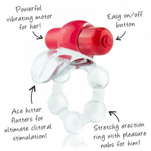 Виброкольцо с язычком и красным виброэлементом Overtime - Screaming O - в Сызрани купить с доставкой