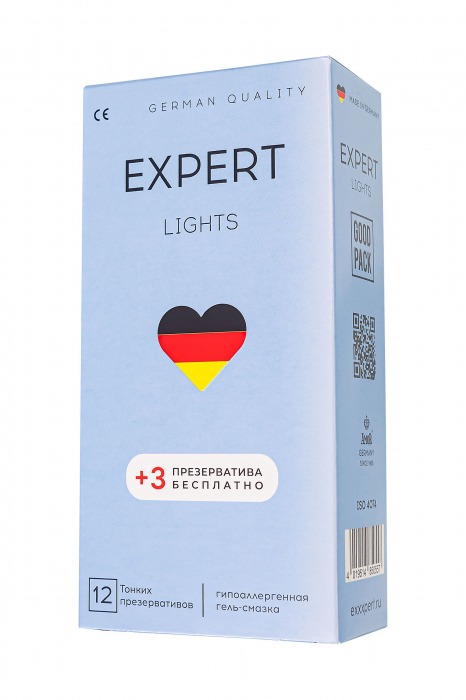 Ультратонкие презервативы EXPERT Lights - 12 шт.(+3 в подарок) - Expert - купить с доставкой в Сызрани