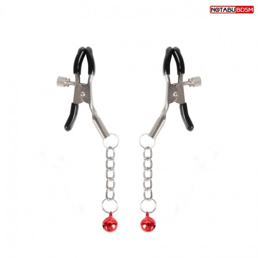 Серебристые зажимы на соски с шариками на цепочках - Notabu - купить с доставкой в Сызрани