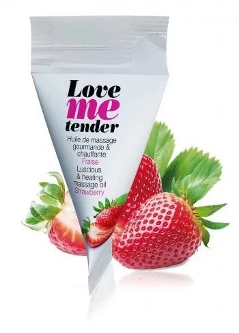 Съедобное согревающее массажное масло Love Me Tender Strawberry с ароматом клубники - 10 мл. - Love to Love - купить с доставкой в Сызрани