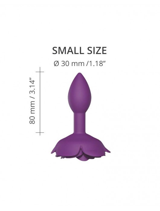 Фиолетовая анальная пробка с ограничителем-розой Open Rose Size S Butt Plug - Love to Love