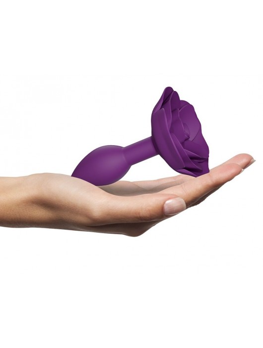 Фиолетовая анальная пробка с ограничителем-розой Open Rose Size S Butt Plug - Love to Love