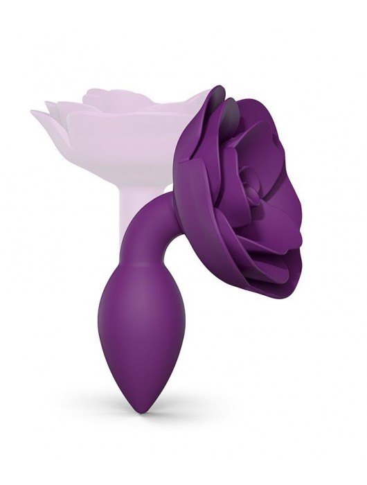 Фиолетовая анальная пробка с ограничителем-розой Open Rose Size S Butt Plug - Love to Love