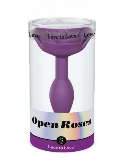 Фиолетовая анальная пробка с ограничителем-розой Open Rose Size S Butt Plug - Love to Love