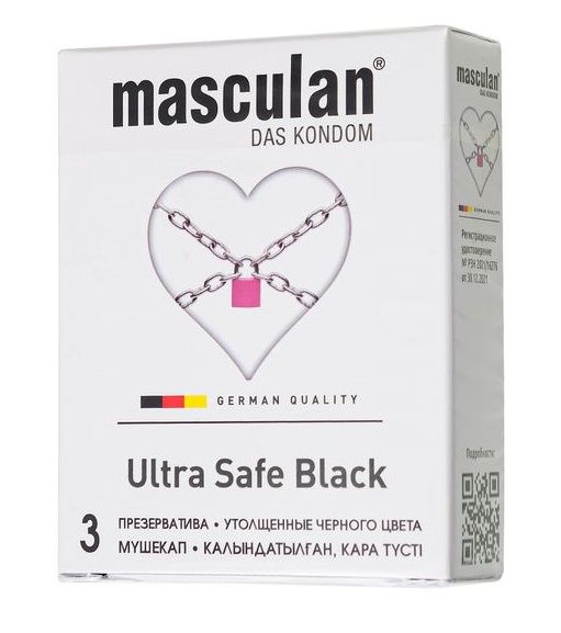 Ультрапрочные презервативы Masculan Ultra Safe Black - 3 шт. - Masculan - купить с доставкой в Сызрани