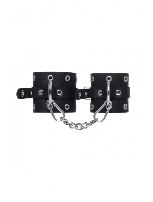 Черные кожаные однослойные наручники с люверсами - Pecado - купить с доставкой в Сызрани