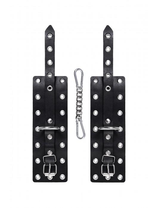 Черные кожаные однослойные наручники с люверсами - Pecado - купить с доставкой в Сызрани