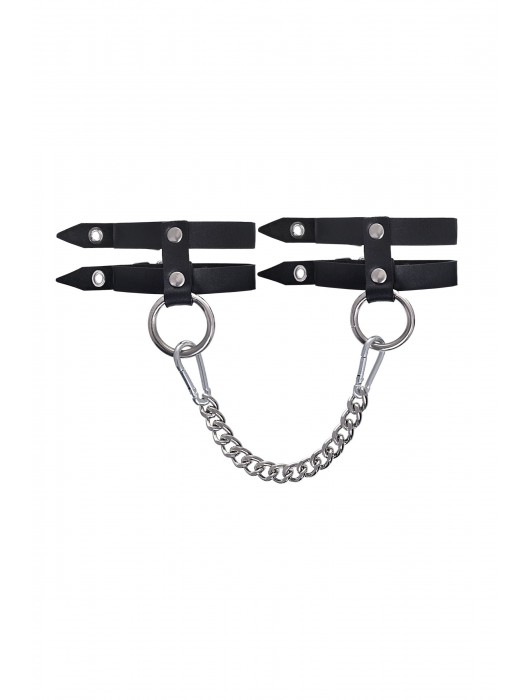 Черные однослойные кожаные оковы из двух ремешков - Pecado - купить с доставкой в Сызрани