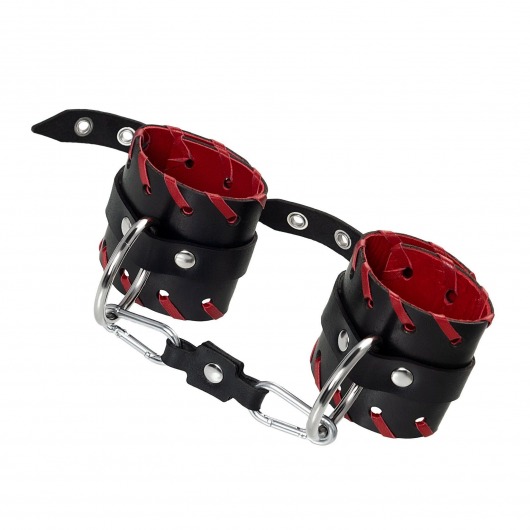 Черно-красные наручники из натуральной кожи - Pecado - купить с доставкой в Сызрани