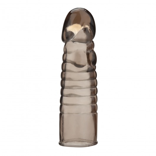 Дымчатая насадка-удлинитель Ribbed Realistic Penis Enhancing Sleeve Extension - 15,2 см. - BlueLine - в Сызрани купить с доставкой