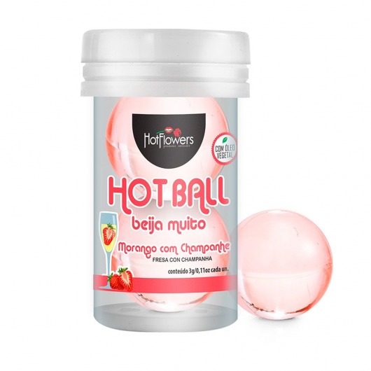 Лубрикант на масляной основе Hot Ball Beija Muito с ароматом клубники и шампанского (2 шарика по 3 гр.) - HotFlowers - купить с доставкой в Сызрани