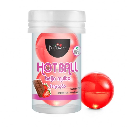 Лубрикант на масляной основе Hot Ball Beija Muito с ароматом шоколада и клубники (2 шарика по 3 гр.) - HotFlowers - купить с доставкой в Сызрани