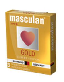 Презервативы Masculan Ultra Gold с золотым напылением и ароматом ванили - 3 шт. - Masculan - купить с доставкой в Сызрани