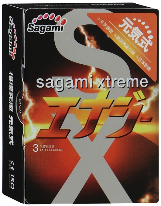 Презервативы Sagami Xtreme ENERGY с ароматом энергетика - 3 шт. - Sagami - купить с доставкой в Сызрани