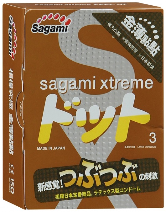 Презервативы Sagami Xtreme FEEL UP с точечной текстурой и линиями прилегания - 3 шт. - Sagami - купить с доставкой в Сызрани