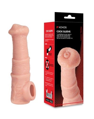 Телесная фантазийная насадка на член Cock Sleeve Size M - KOKOS - в Сызрани купить с доставкой