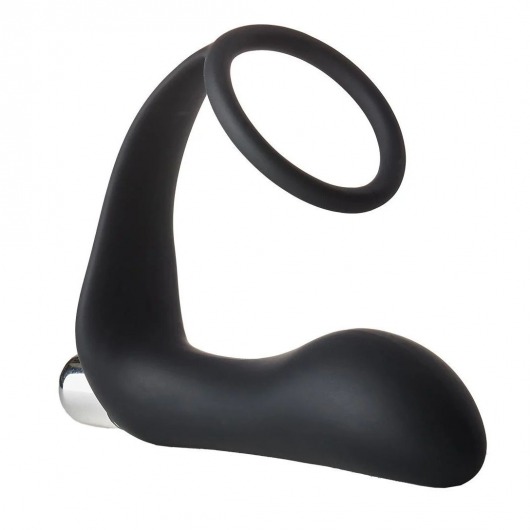 Черное эрекционное кольцо с вибропробкой Vibrating Anal Plug With Cockring - Dream Toys - в Сызрани купить с доставкой