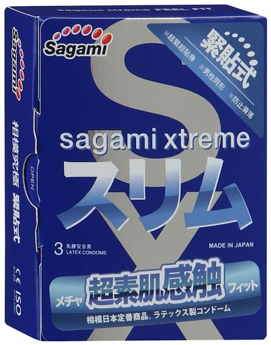 Розовые презервативы Sagami Xtreme FEEL FIT 3D - 3 шт. - Sagami - купить с доставкой в Сызрани