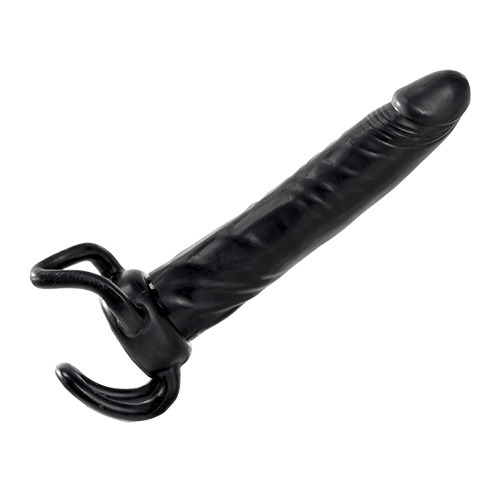 Чёрная насадка-фаллос для двойного проникновения INFLATABLE DILDO SLIM DONG  - 13,5 см. - Toyz4lovers - в Сызрани купить с доставкой
