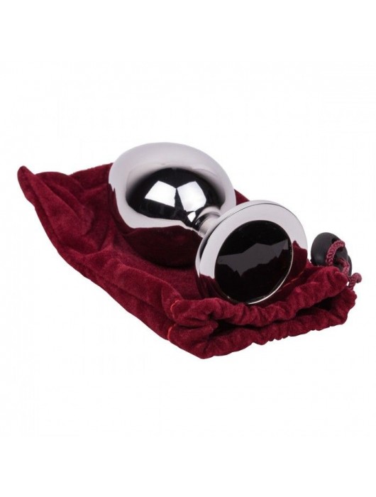 Большой стальной плаг с черным кристаллом Black Rave - 9,5 см. - Erotic Fantasy - купить с доставкой в Сызрани