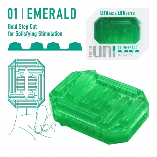 Зеленый мастурбатор-стимулятор Tenga Uni Emerald - Tenga - в Сызрани купить с доставкой