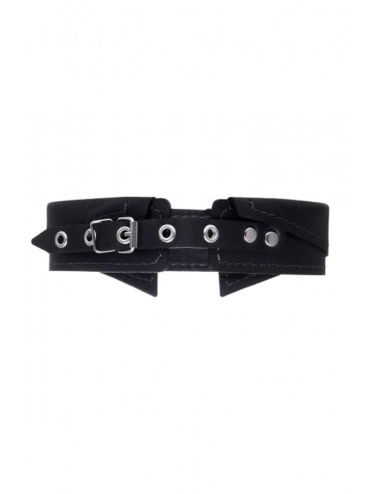 Черный кожаный ошейник-воротник с поводком - Pecado - купить с доставкой в Сызрани