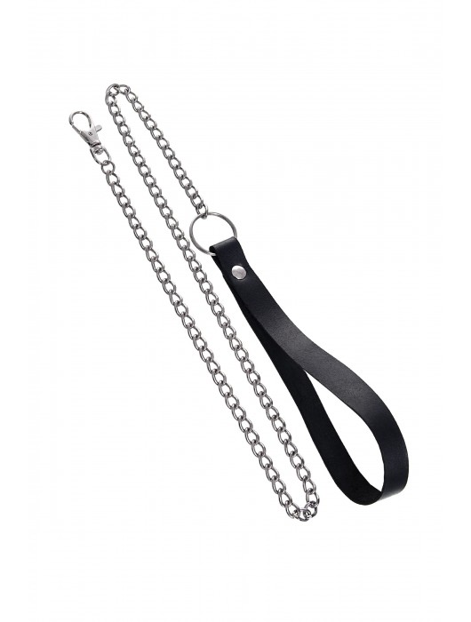 Черный кожаный ошейник-воротник с поводком - Pecado - купить с доставкой в Сызрани