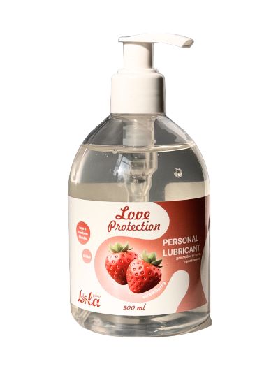 Лубрикант на водной снове Love Protection Strawberry с ароматом клубники - 300 мл. - Lola Games - купить с доставкой в Сызрани