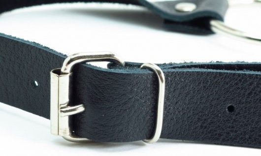 Черный кожаный кляп с кольцом - БДСМ Арсенал - купить с доставкой в Сызрани