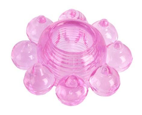 Розовое гелевое эрекционное кольцо-цветок - Toyfa Basic - в Сызрани купить с доставкой