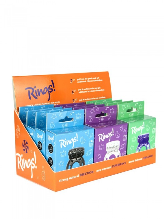 Бокс из 12 эрекционных колец Axle-pin - Lola Games - в Сызрани купить с доставкой