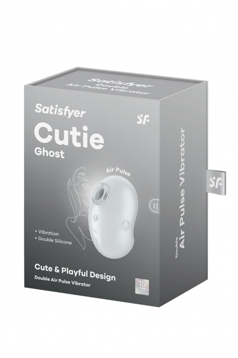 Белый вакуум-волновой стимулятор клитора с вибрацией Cutie Ghost - Satisfyer