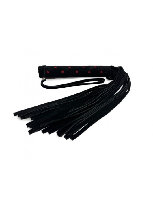 Черная замшевая плеть с красными точками на рукояти Red dot Princess - 43 см. - БДСМ Арсенал - купить с доставкой в Сызрани