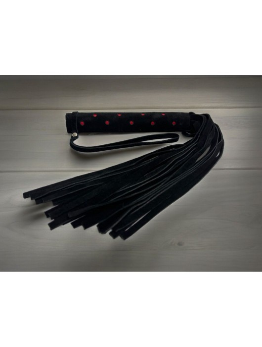 Черная замшевая плеть с красными точками на рукояти Red dot Princess - 43 см. - БДСМ Арсенал - купить с доставкой в Сызрани