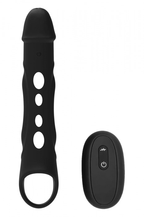 Черная насадка-удлинитель Vibrating Extender With Remote с вибрацией - Dream Toys - в Сызрани купить с доставкой
