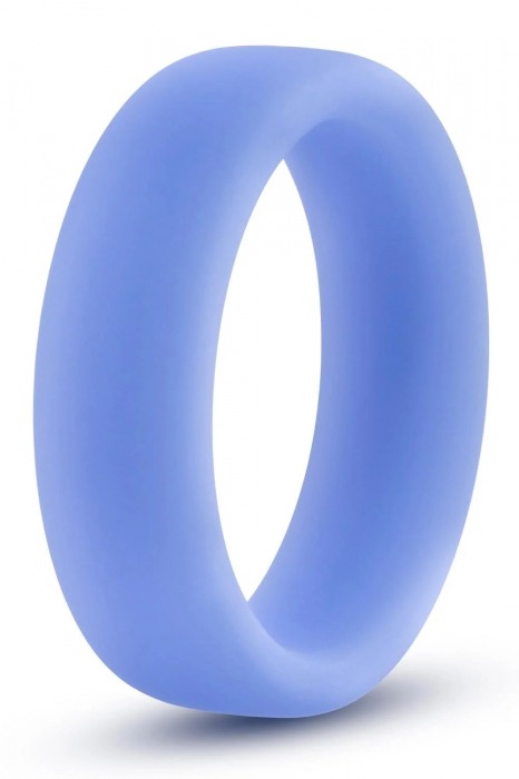 Голубое люминесцентное кольцо Silicone Glo Cock Ring - Blush Novelties - в Сызрани купить с доставкой