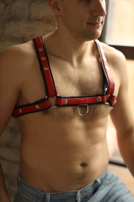 Черно-красная мужская портупея Black-Red - БДСМ Арсенал - купить с доставкой в Сызрани