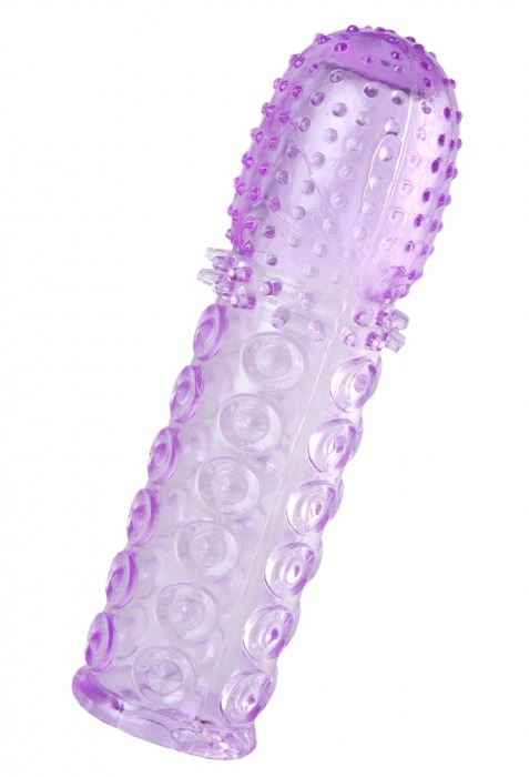 Фиолетовая рельефная насадка на пенис - 13,5 см. - A-toys - в Сызрани купить с доставкой