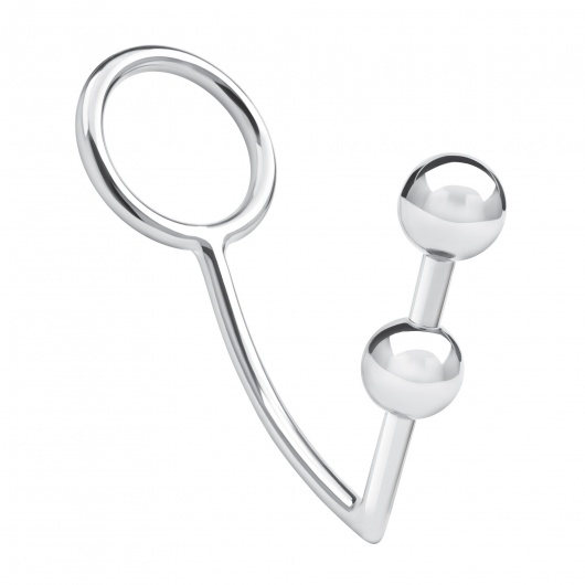 Кольцо на пенис с анальным стимулятором Two Bead Stainless Steel Anal Hook   Cock Ring - BlueLine - в Сызрани купить с доставкой