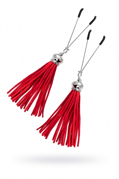 Зажимы на соски «Вилки» с красными кисточками из замши - Pecado - купить с доставкой в Сызрани