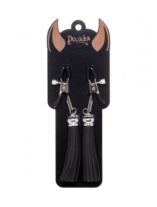 Зажимы на соски «Прищепки» с черными кисточками из замши - Pecado - купить с доставкой в Сызрани