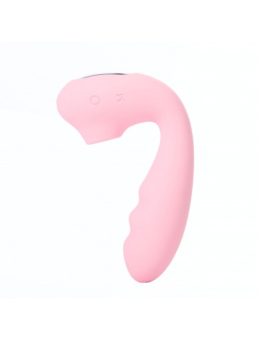 Розовый вибратор Tara с вакуумной стимуляцией и пультом ДУ - BeYourLover