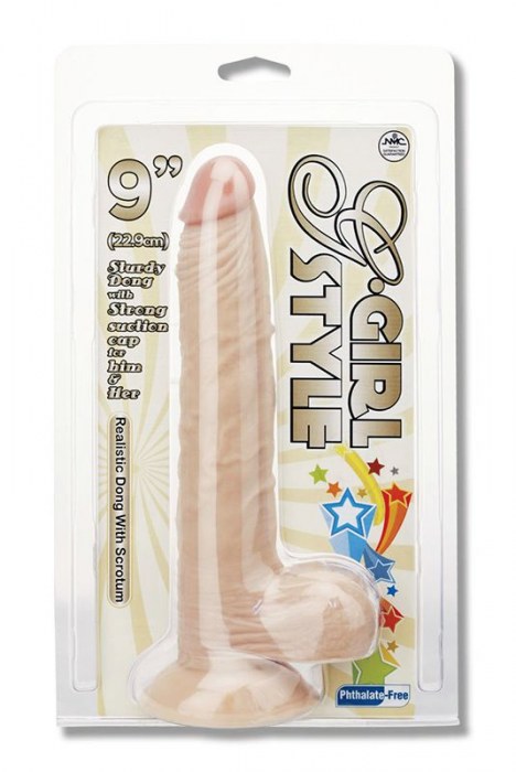 Телесный фаллоимитатор G-GIRL STYLE 9INCH DONG WITH SUCTION CAP - 22,8 см. - NMC