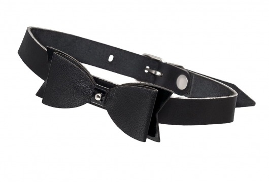 Черный кожаный чокер с бабочкой - Pecado - купить с доставкой в Сызрани