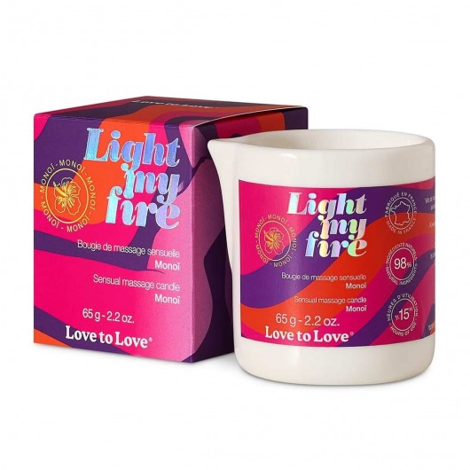 Массажная свеча Light My Fire с ароматом моной - 80 мл. - Love to Love - купить с доставкой в Сызрани